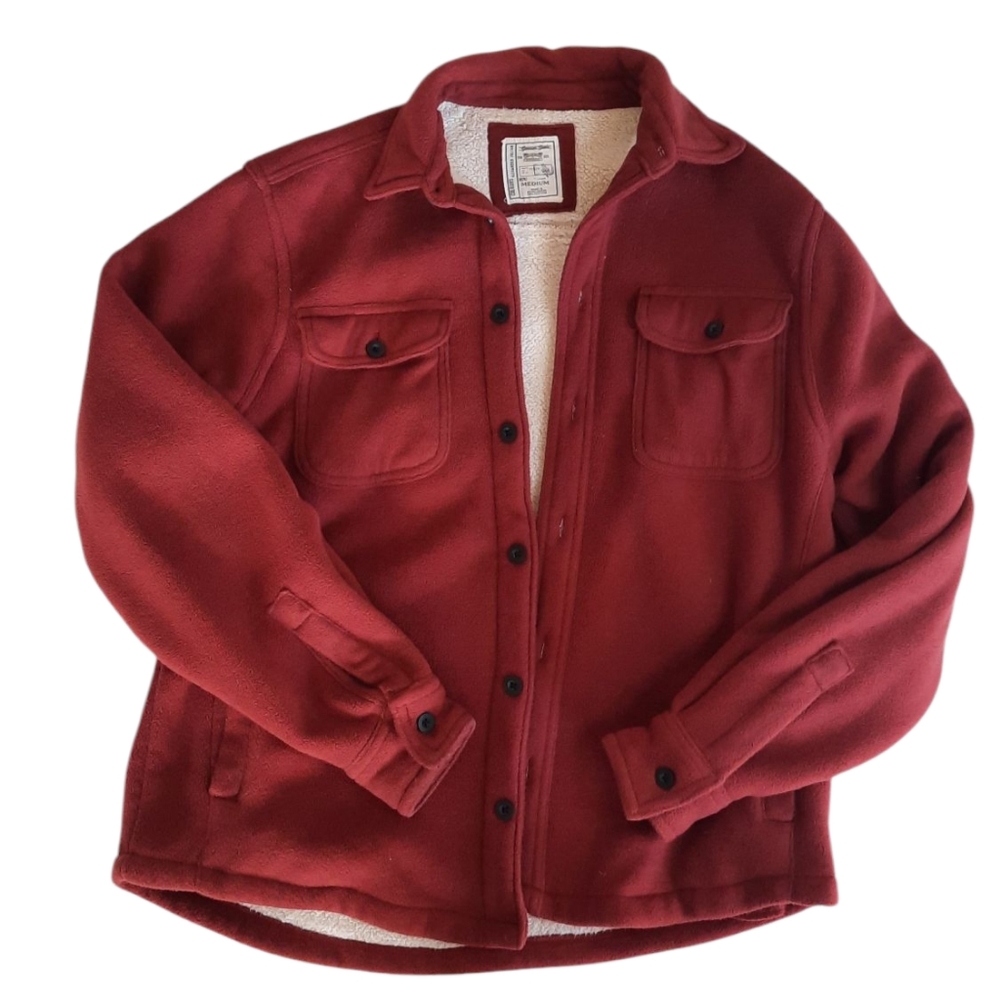 Soft Fleece Sherpa Warm Rust Color Shacket